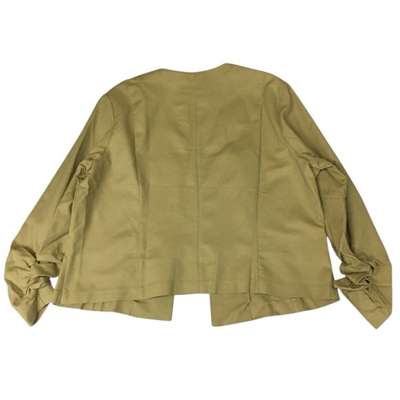 Ashley Stewart Tan Open Ruched Sleeve Cropped Jacket - Women’s 14 NWOT - Picture 7 of 13